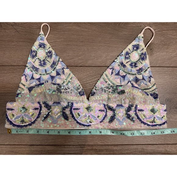 FREE PEOPLE JUST BEAD IT BRALETTE POWDER SAND COMBO M - Picture 7 of 9